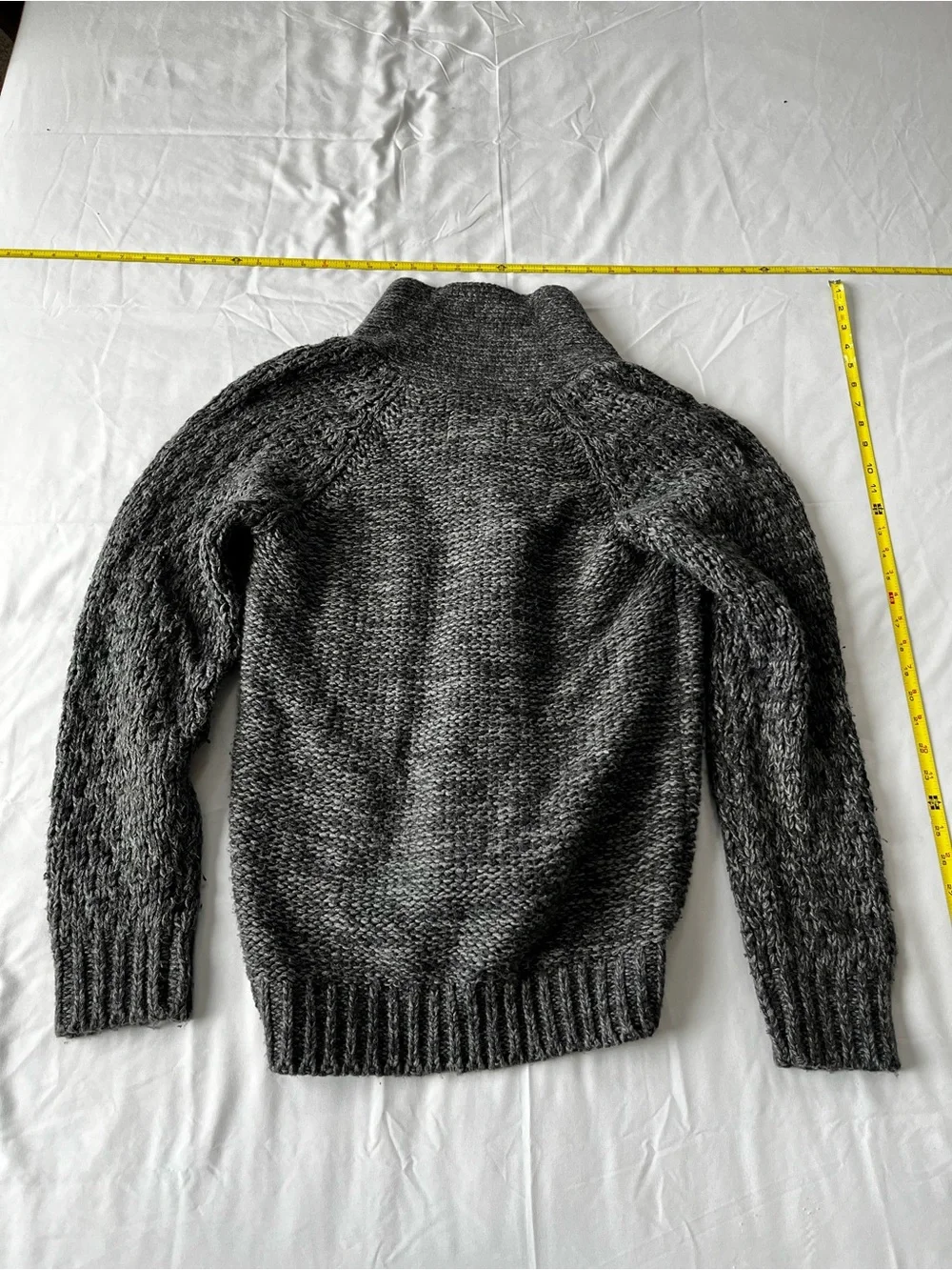 Weatherproof Men's Charcoal Cable-Knit Shawl Collar Cardigan